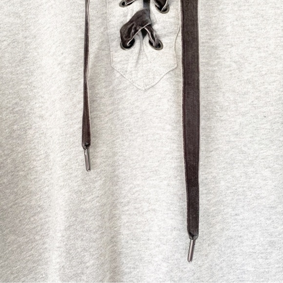 Rails Ryan Revolve Lace-Up Velvet Drawstring Heather Grey Gray Sweatshirt Medium - Picture 7 of 12